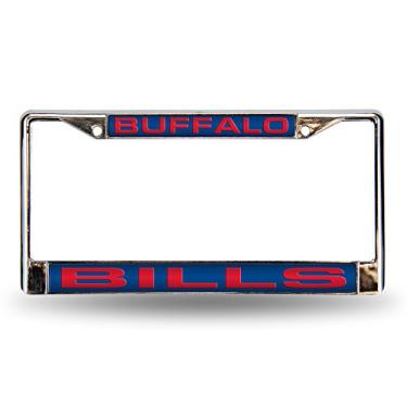 Imagem de NFL Buffalo Bills - Moldura de placa de licença cromada padrão incrustada com corte a laser azul