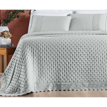 Imagem de Cobre Leito Casal Queen Nobless 200 Fios Colcha Laise Bordada - Bia En