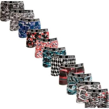 Imagem de Cueca boxer box EL KORAB ORIGINAL adulto microfibra estampada Kit com 