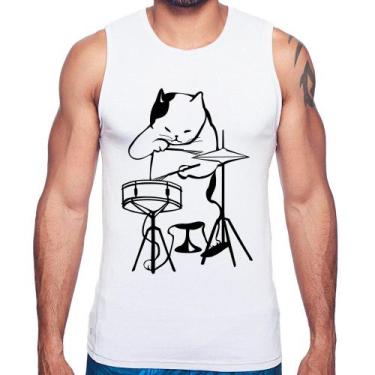 Imagem de Regata Gato Baterista - Foca na Moda, Branco, P