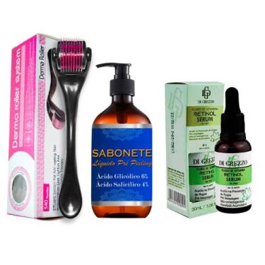 Imagem de Kit Microagulhamento: Dermaroller + Sabonete Facial + Sérum - Di Grezz