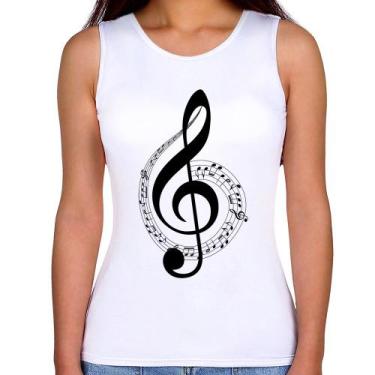 Imagem de Regata Feminina Clave de Sol - Foca na Moda, Branco, GG