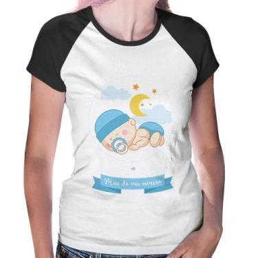 Imagem de Baby Look Raglan Mãe de um menino - Foca na Moda, Branco, Preto, G