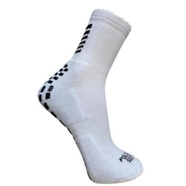 Imagem de Meia Cano Médio Polo Masculina Esportiva Antiderrapante, 39-43, Branco