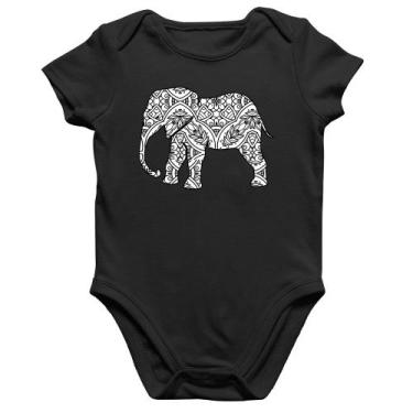 Imagem de Body Bebê Algodão Elefante Mandala - Foca na Moda, Preto, GG