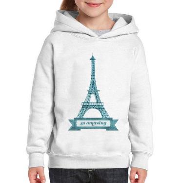 Imagem de Moletom Infantil Torre Eiffel Amazing - Foca na Moda, Branco, 12