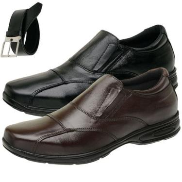 Imagem de 2 Sapatos Social Masculino Leve e Confortável Solado Costurado + Cinto