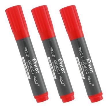 Imagem de Pincel Atômico Permanente Canetão Pilot Vermelho Kit 3, Pincel Caneta 