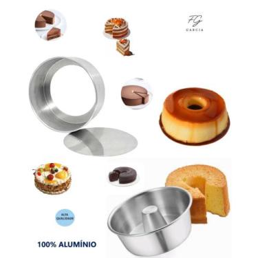 Imagem de Kit De 1 Forma Fundo Falso + 1 Forma Pudim Bolo Alumínio Qualidade Sup