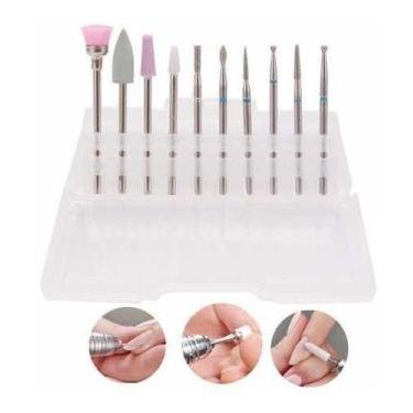 Imagem de Kit 10 Brocas P/ Motor Eletrico Unha Ceramica Polidora Broca - Mr Vend