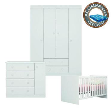 Imagem de Conjunto Quarto de Bebê Guarda Roupa, Cômoda Helena e Berço 1344 com C