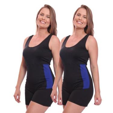 Imagem de Kit 2 Maiôs Natação Hidroginástica + 2 Toucas. - Brás e Cia, 2 azuis, 