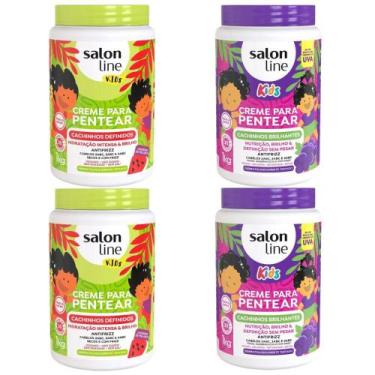 Imagem de Kit Creme Salon Line Kids Melancia + Uva 1kg Com 4