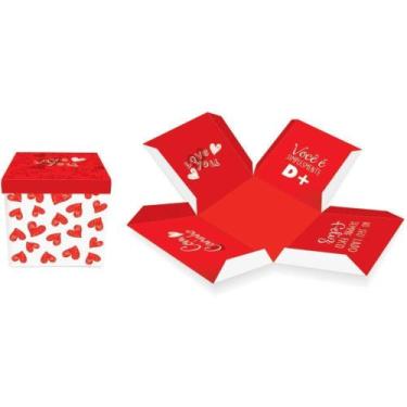 Imagem de Caixa para Presente com Tampa Surpresa Love You 21X21X21 - Packpel