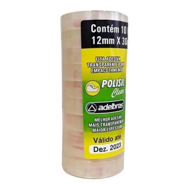 Imagem de Fita Adesiva Transparente 12mm X 30m Adelbras - Pacote C/ 10