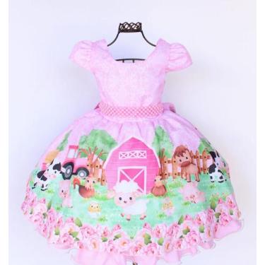 Imagem de Vestido Infantil E Juvenil Fazendinha Safari Com Tiara - Pingo de Gent