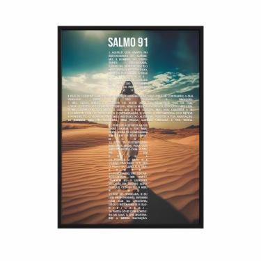 Imagem de Quadro Decorativo 60 x 90 Jesus Salmo 91 Moldura Caixa Preta - Vintage