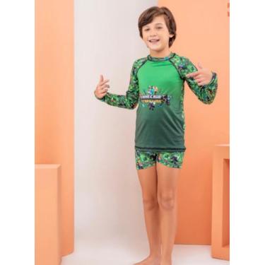 Imagem de Roupa De Banho Infantil Sunga Boxer + Blusa Uv50+ Naruto - Novuus baby