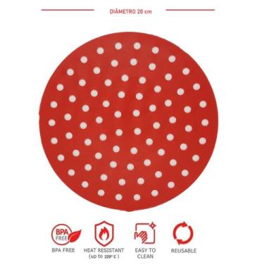 Imagem de Protetor Tapete Redondo Silicone Airfryer Universal - GEDEX, Vermelho