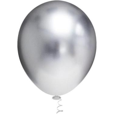 Imagem de Balão Redondo N050 Platino Prata - Pacote com 25 Unidades - Riberball