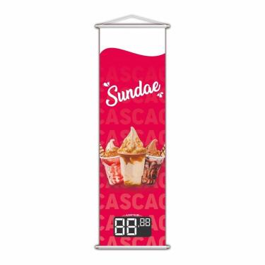 Imagem de Banner Sundae Sorvete Sorveteria Gelado Preço Lona 100X30Cm
