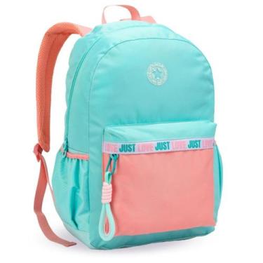 Imagem de Mochila Escolar Juvenil Feminina Multicolor - Denlex, Azul