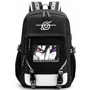 Imagem de Mochila Huoying Naruto Sasuke de couro PU de grande capacidade