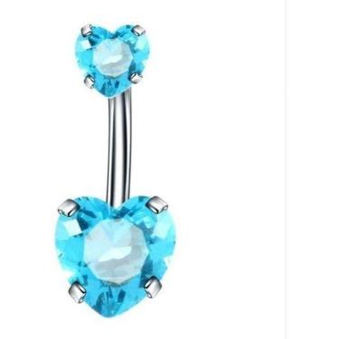 Imagem de Piercing De Umbigo Prata 2 Coração Aço Cirúrgico Zircônia - De Castro 