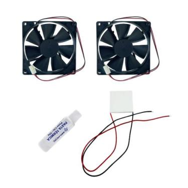 Imagem de Kit 1 Pastilha Térmica Peltier + 2 Cooler Motor Ventilador Latina + 1 