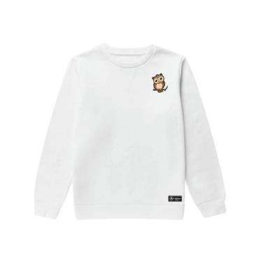 Imagem de Blusão Moletom Infantil Coruja Personalizado sem Capuz gola Redonda - 