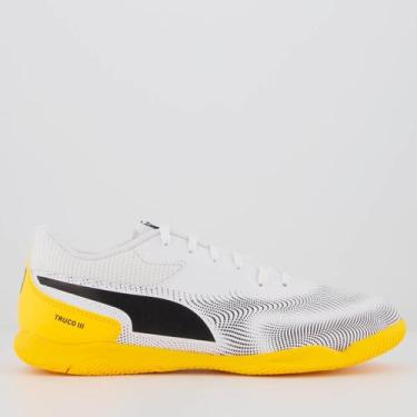 Imagem de Chuteira Puma Truco III Futsal Branca e Laranja, 43