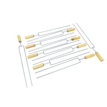 Imagem de Kit 10 Espeto Duplo Profissional Para Linguiça Churrasco - Marigrill