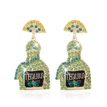 Imagem de Brincos de tequila, brincos de margarita, brincos de strass, brincos de cristal para formatura, garrafa de champanhe, brincos pendentes de festa de Halloween, brinco mexicano para mulheres, meninas e