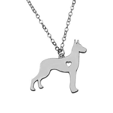 Imagem de Art Attack Colar de corrente de aço inoxidável I Love My Great Dane, Forever In My Heart Pet Lover Puppy Dog Mom Memorial Rescue (prata), Aço inoxidável, Sem Pedra Preciosa