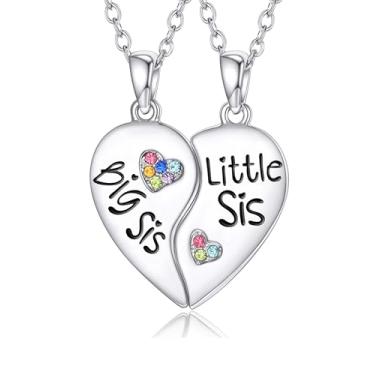 Imagem de KINGSIN Presentes para irmã, colar para 2 irmã mais velha, irmã mais velha, melhor amiga, pingente de melhor amiga, colar combinando relacionamento, joias de aniversário para meninas e mulheres, Metal