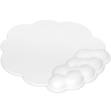 Imagem de JIKIOU Mouse pad suporte de pulso com superfície de couro, descanso de pulso em nuvem, mousepad com espuma de memória, base de poliuretano antiderrapante para escritório em casa, laptop, Mac, alívio