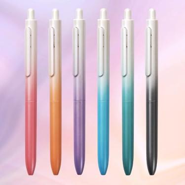 Imagem de WRITECH Canetas de gel cores sortidas: tinta multicolorida retrátil de ponta fina de 0,5 mm, 6 quilates, escrita suave, sem sangramento, com barril de caneta colorida gradiente estética para desenho