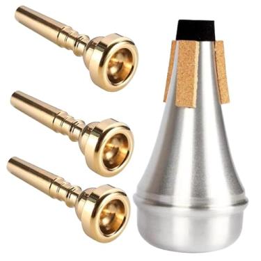 Imagem de menolana Ferramenta de silêncio para trompete, mini trompete para prática de trompete com bocal, mudo reto para performance em palco, amantes de música
