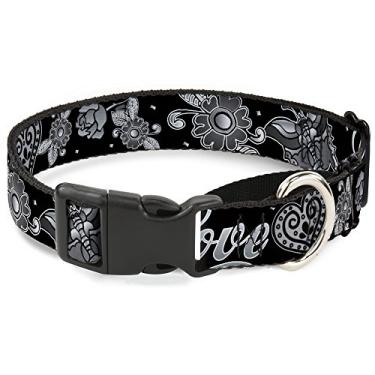Imagem de Buckle-Down Coleira para cães "Love Kills preta/branca, 3,8 cm x 40,6 cm - 58,4 cm/Médio