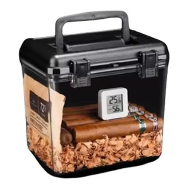 Imagem de Pequeno Caixa de plástico para charutos, umidor transparente, caixa de charutos com serragem de cedro, umidor grande, leve, armazenamento doméstico Feito à mão