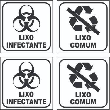 Imagem de Kit 2 Adesivos Lixo Infectante + 2 Comum 12x12 Fundo Branco - Royal Pr