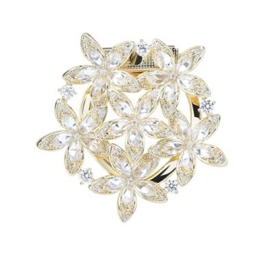 Imagem de Mulheres Cristal Laço Flor Cachecol Fivela Xale Suporte Anel Lenços Cardigan Círculo Aberto Clipes Multifuncional Broche Joias, Cristal Metal Cristal Metal, Zircônia cúbica