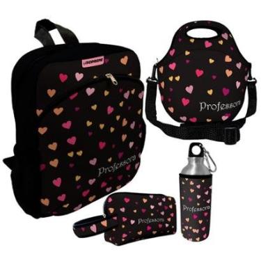 Imagem de Kit Escolar Infantil Mochila de Costas + Lancheira Térmica + Necessaire Plus + Squeeze de Alumínio-Unissex