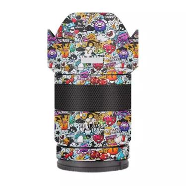 Imagem de Película de lente de câmera FE 1.8/55 55 1.8 Sony Coat Wrap Película protetora decalque corporal adesivo anti-arranhões acessórios para Sony FE 55 mm F1.8 ZA (Graffiti White)