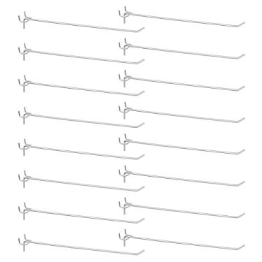 Imagem de HARFINGTON 60 ganchos para prateleiras de quadro de estantes de aço inoxidável de 30,5 cm, suporte para pendurar na parede, ferramentas de organização para bancada, garagem, cozinha, loja, prata