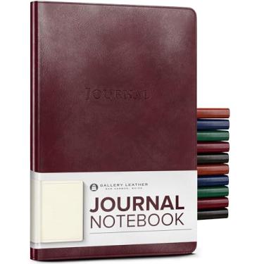 Imagem de Gallery Leather Caderno de diário - 192 páginas, capa mole, para homens e mulheres, para escrever, trabalho e viagem, feito à mão - vinho Acádia - 20 x 14 cm, forrado para mesa