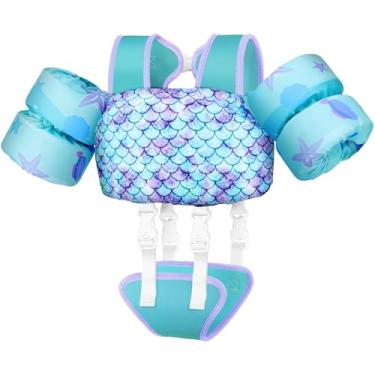 Imagem de Vvinca Colete de natação infantil para crianças de 5,9 a 13,6 kg, meninos, meninas, jaqueta boia de piscina com alça ajustável na virilha nas mangas no ombro para bebês de 1 2 a 3 anos aprendem a