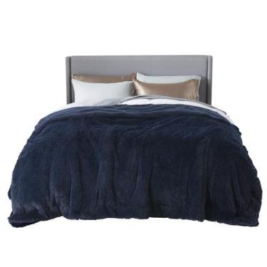 Imagem de Cobertor Bedsure Queen Size - Fofo e Aveludado Azul Marinho