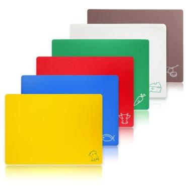 Imagem de New Star Foodservice Tábua de corte flexível, 30 cm x 38 cm, cores sortidas (conjunto de 6)