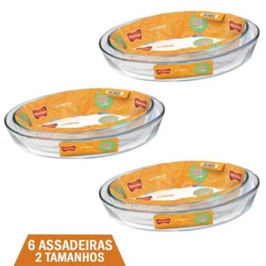 Imagem de Conjunto 6 Assadeiras Oval Assados e Doces 3,2L 4L Marinex